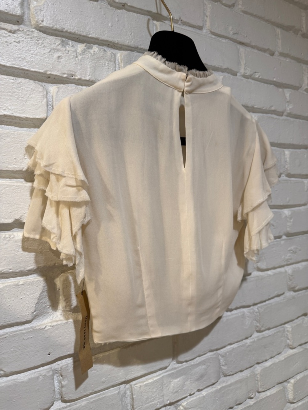 ✨ REFORMATION Ivory Silk Blend Ruffle Crop Top Romantic Boho Luxe | Size 4 - Picture 10 of 16
